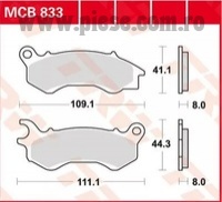 Set placute frana fataTRW MCB833SRM - Honda PCX 125-150 (10-18) - SH 125 (14-18) - Peugeot Django - Speedfight 4 50-125-150cc